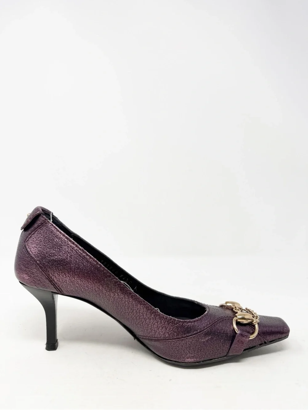 Gucci Horsebit Metallic Purple Heels Womens Size EU 36.5